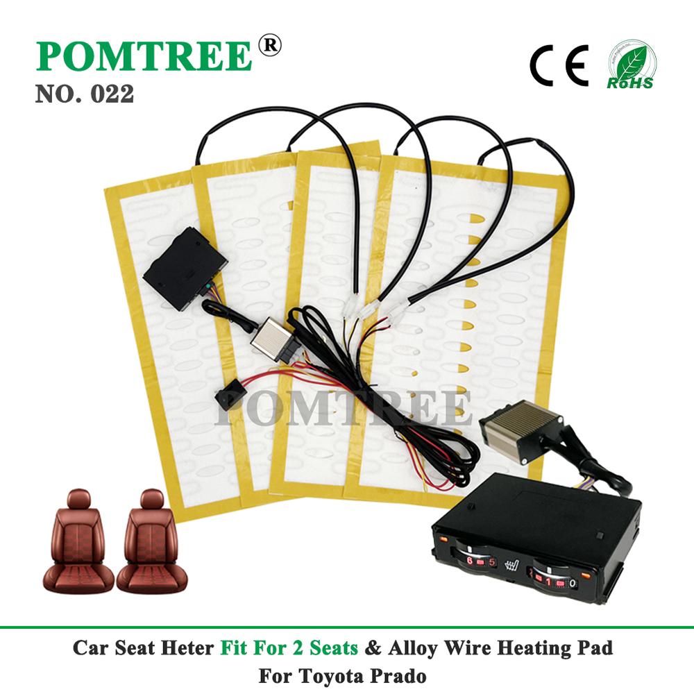 

New Built-in Car Seat Heater Kit Fit 2 Seats 12V 27W Heating Pads 6-Levels Dual Control Switch System For Toyota Prado 2018-2023 Alloy wire pad Kit