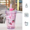 11.2oz Cute Water Bottle With Straw, Glitter Double Wall Water Bottle With Straw Kawaii Cup Strawberry Water Bottle Kawaii Cups