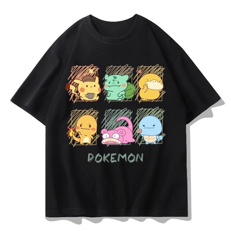 

Pokmon Joint Shortsleeved Tshirt for Unisex and Women in Summer Up To Duck Pikachu Pure Cotton Clothes Pokmon Shortsleeved Top S