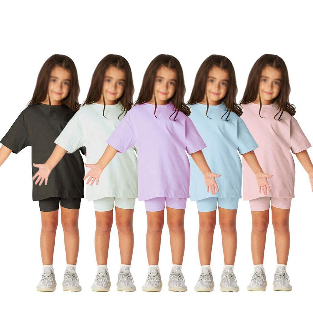 Kid Patriotic Outfit - Short Sleeve & Shorts 2-Piece Set For Girl