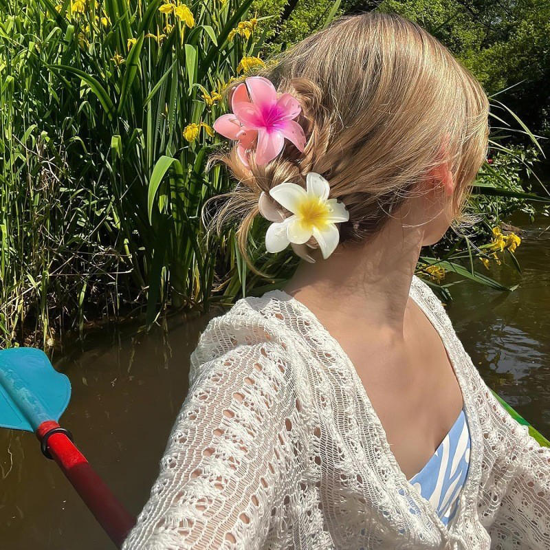 Independently packaged beach vacation egg flower claw clip hair accessory colorful flower hair claw plate hair ponytail top clip