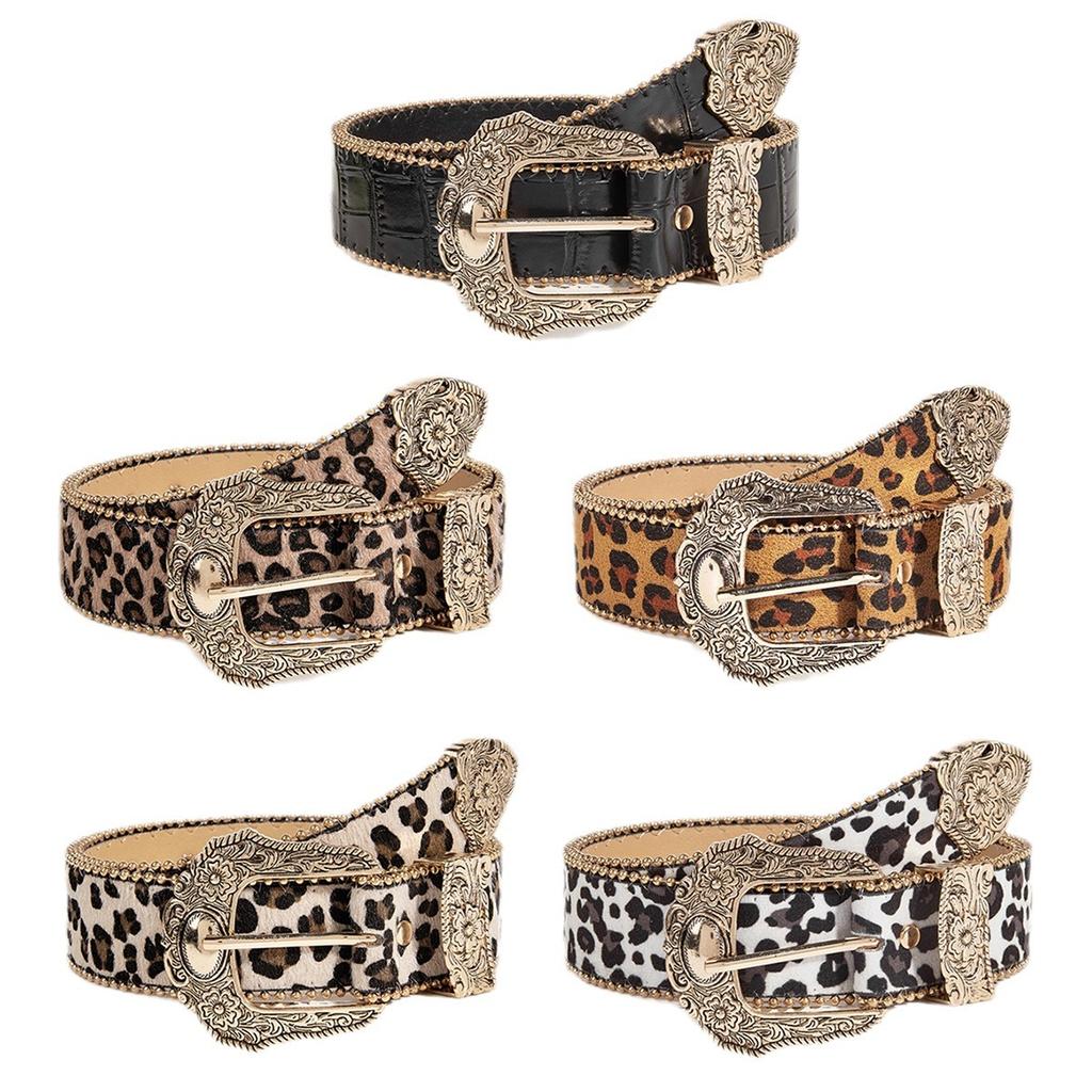 Leopard Print Belt Women'S American Retro Decorative Wind Belt Subcultural Belt Wide Waist Seal