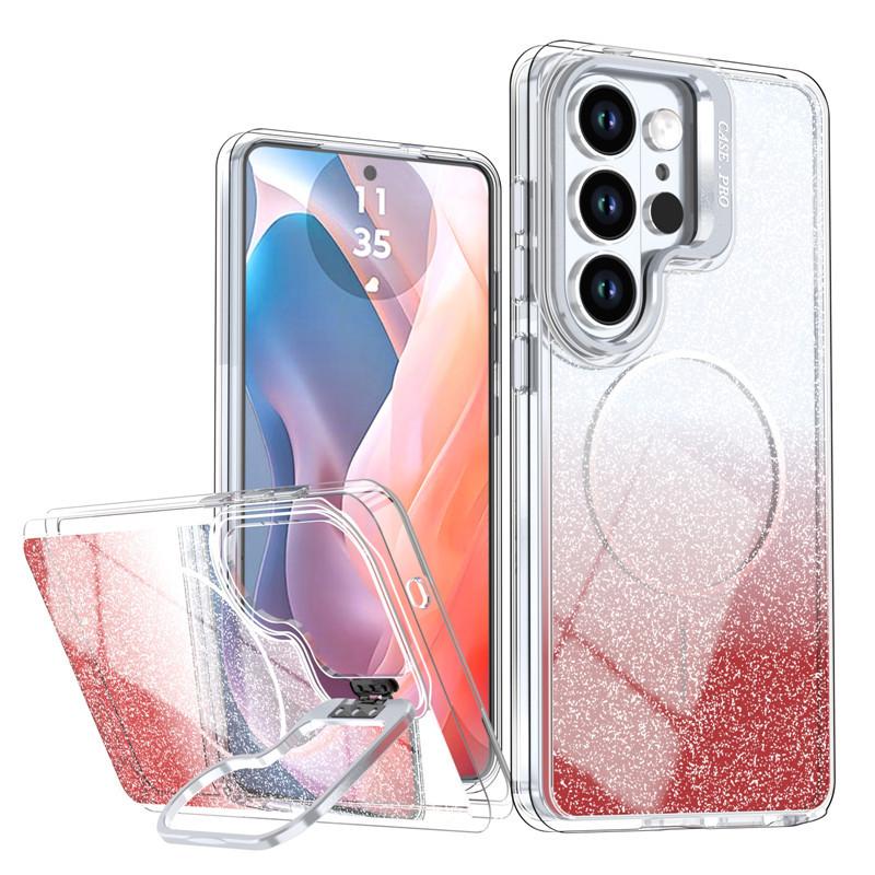 Gradual Change Glitter Suitable for Samsung S26Ultra Magnetic Mobile Phone Case Lens Holder Samsung S25FE Protective Case