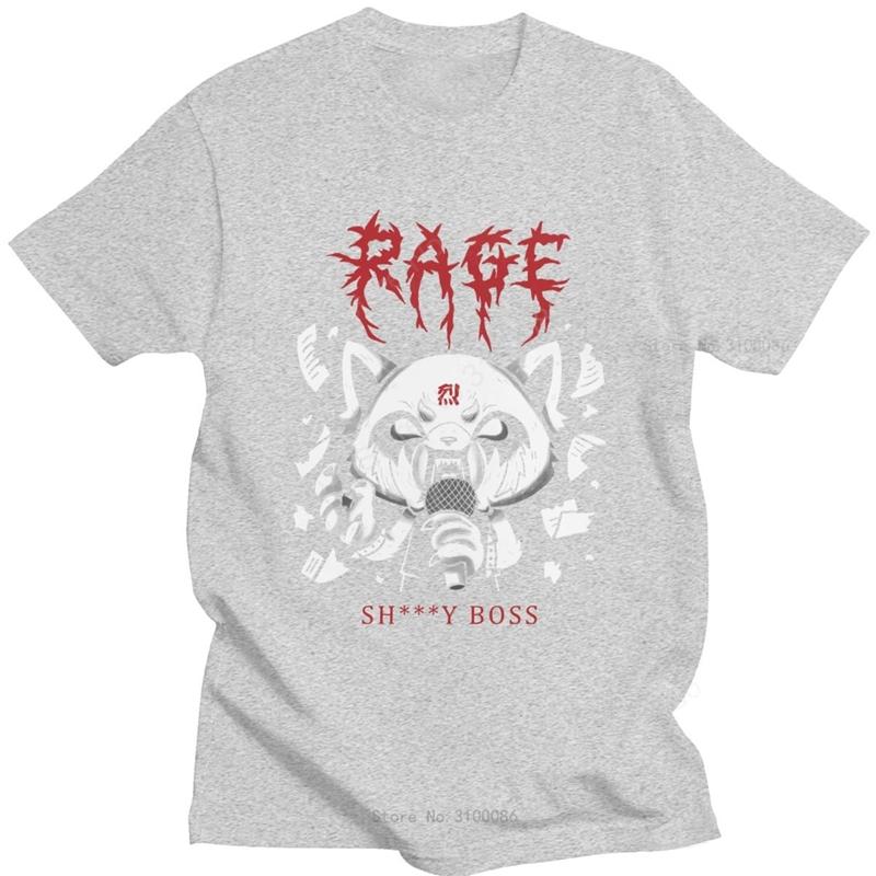 

Смешная мужская футболка Aggretsuko Aggressive Retsuko Караоке Ярость Настроение Короткий рукав Чистый хлопок Футболка Японское аниме Манга Футболка Топы 4XL