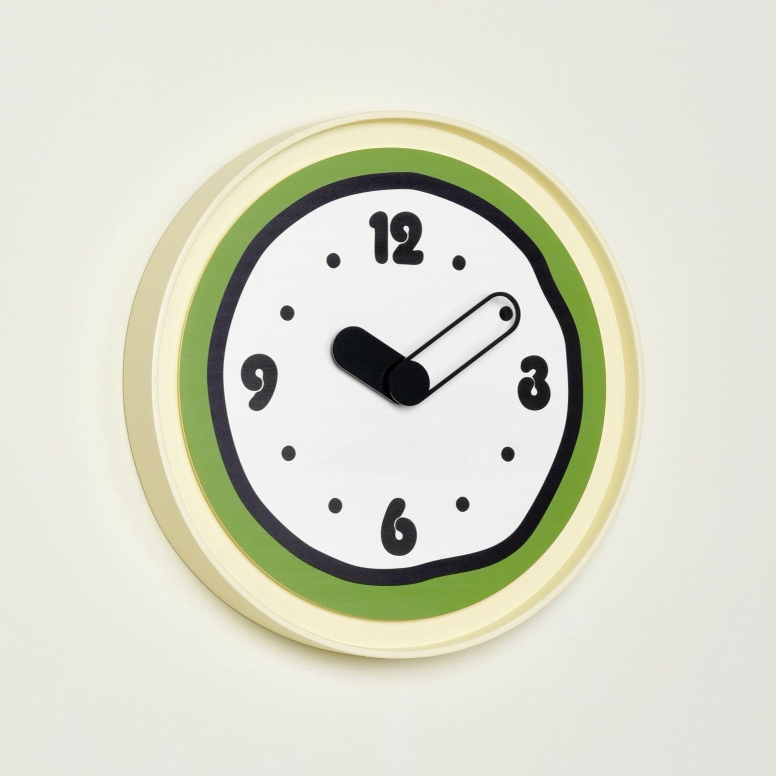 

Милые часы в кремовом стиле, интересные настенные часы, гостиная, белая стена, домашний декор-решетка, подвесные кварцевые часы Playful Green - Floating Bell Dial-11
