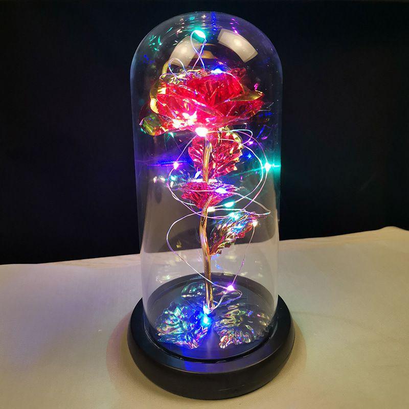 Stunning Eternal Flower In Glass Dome With Led Lights Unique Home Decor