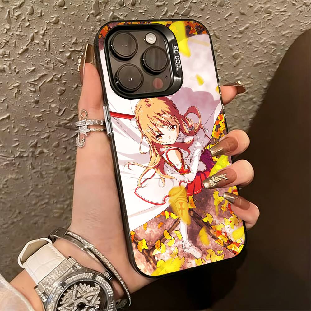 Asuna Yuuki Anime Phone Case For iPhone 17,16,15,14,13,12,11 Plus,Pro Max,XS,Colorful Silver Black Cover