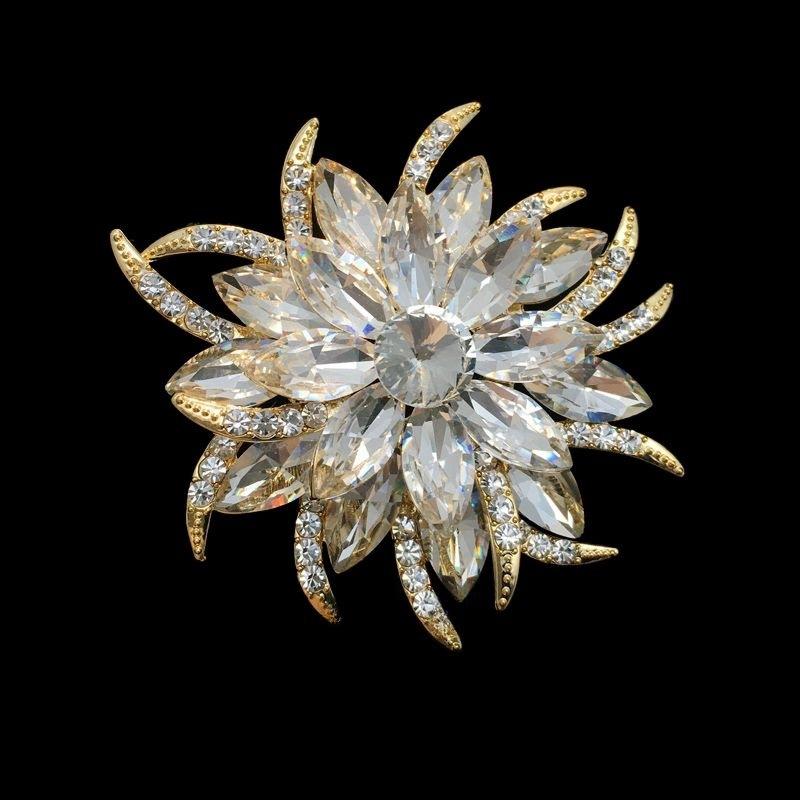 

Элегантная брошь-цветок, Высококлассный женственный шарм, Брошь с искусственным кристаллом, Дизайн с чувством легкой роскоши, Нишевая брошь