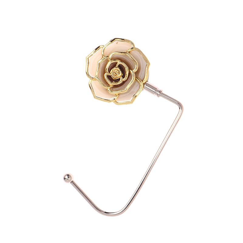 Elegant Gradient Rose Bag Purse Hook Portable Handbag Hanger Fashion Foldable Table Hook Organizer Desk Side Hooks