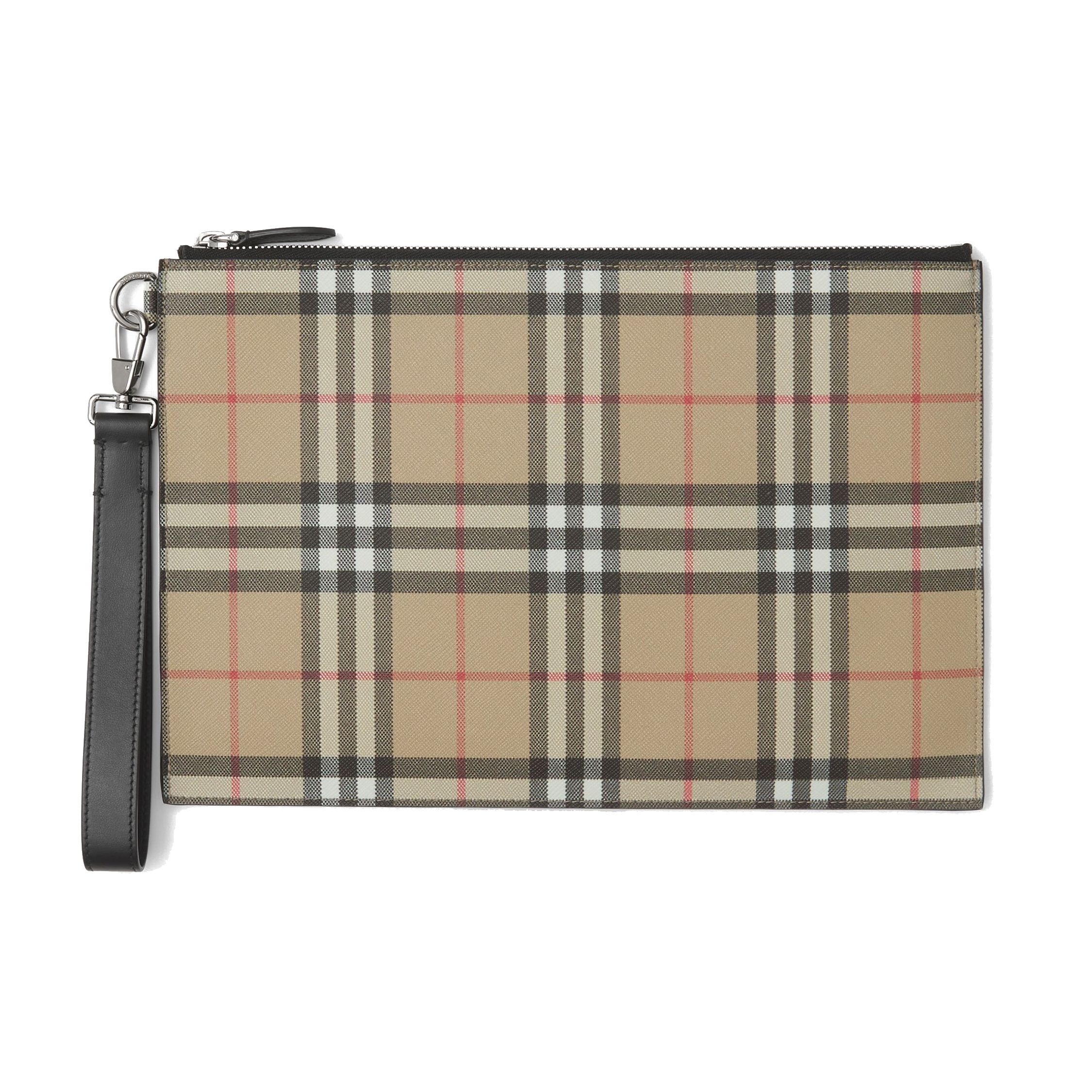 

Burberry Check Zip Eco-Friendly Canvas Clutch Bag Men Clutch Bags Beige 80495881 Basic Set (Bag+Dust Bag)
