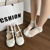 Silver French Ballet Thick Heel Mary Jane Single Shoes Women's 2025 New Summer Light Mouth One-word Buckle High Heels