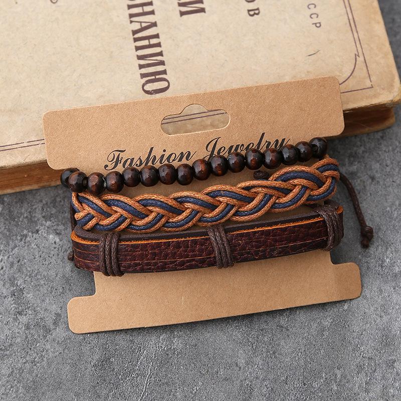 Alloy Arrow Heart Retro Faux Leather Men's Bracelet Set