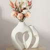 1 Pair Snuggle Hollow Heart Shaped Vase, Minimalist Modern Flower Vase, Nordic Boho Style Decorative Vase for Living Room Shelf, Mantle, Entryway,