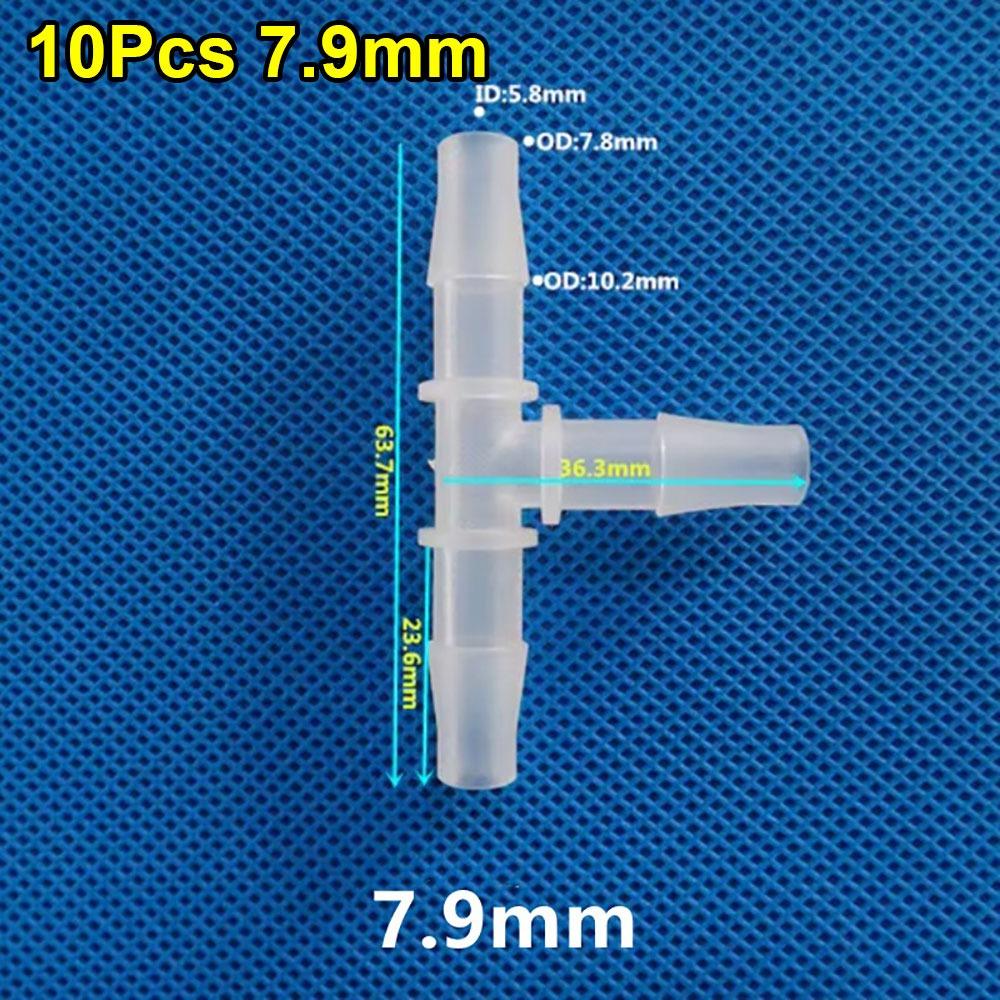 10Pcs 1.6-15.8mm T-Type Tee Connector Equal Diameter Plastic 3 Way Connector PP PE Soft Hose Fittings