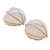 2Pcs Food Serving Tent Basket Fly Skeeter Insect Resistant Bamboo Basket With Dish Mesh Cover Round
