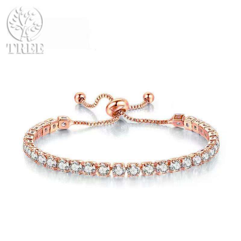 Edele 925 Sterling Zilveren Armband Ketting Luxe Kleur Kristal Hand Sieraden Voor Vrouwen Charme Bruiloft Cadeau Feest 18cm