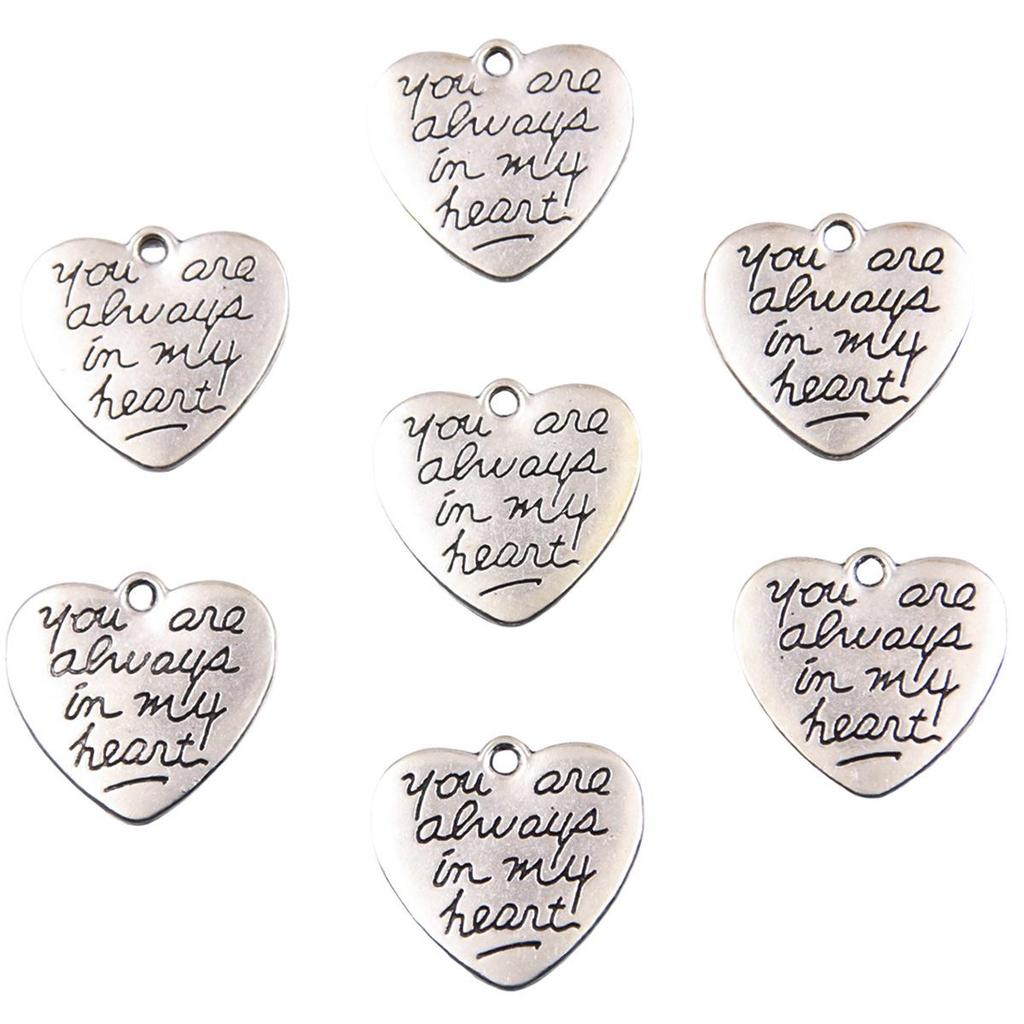 Vintage Silver Heart Pendant with 'Love' Letters - Creative Handmade Jewelry Accessory