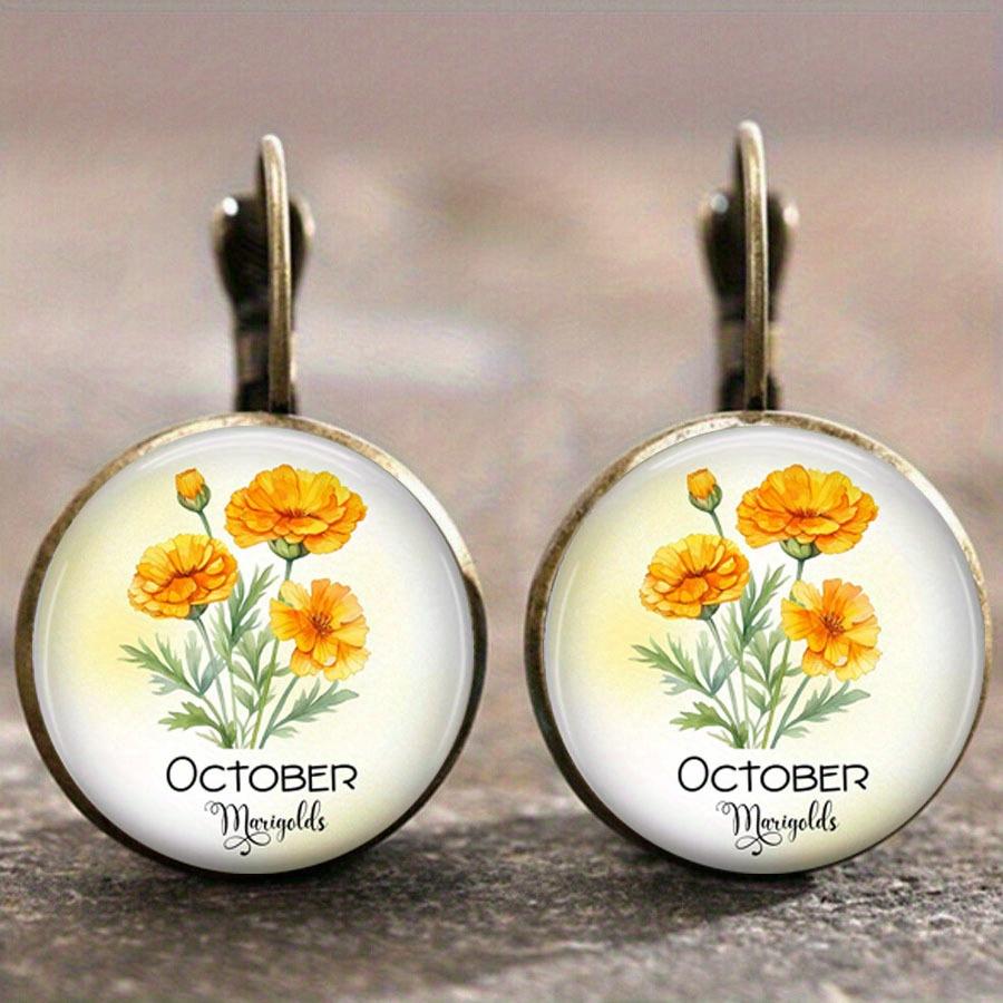 Fashion Earring Y2K Vintage Marigold Time Gem Flower Ear Buckle