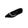 Temperament rhinestone pointed single shoes women's spring, summer and autumn 2025 French sweet velvet red light mouth soft sole evening shoes