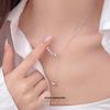 Cui Yan S925 Sterling Silver Brushed Cat's Eye Round Bead Necklace with Tassel – Elegant Korean Style for Women