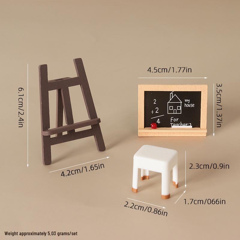 Miniature Dollhouse Blackboard Easel Decoration Prop
