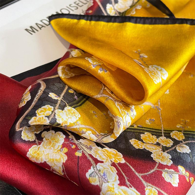 Color matching printing national style silk small square scarf mulberry silk 11 decorative scarf versatile printed silk scarf spring and autumn scarf