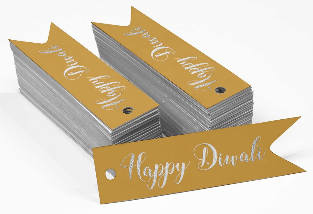 Inkdotpot Pack Of 100 Happy Diwali Favor Paper Tags Craft Real Gold Foil Hang