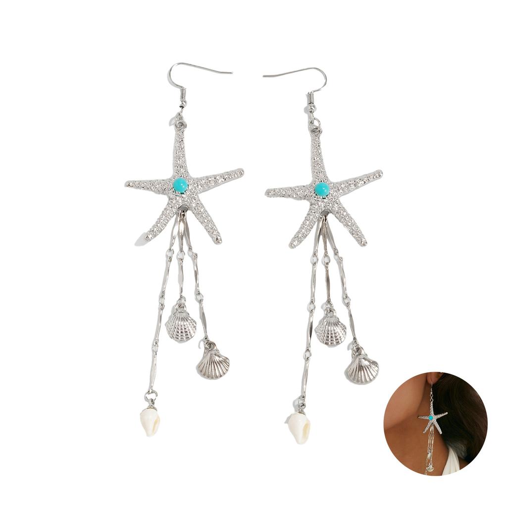 Ocean Style Design Drop Earrings Glossy Texture Smooth Surface Drop Earrings for Birthday Stage Party Show Balls