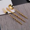 6/16Pcs Gold Tableware Stainless Steel 304 Cutlery Elegant Dinner Set Western Knife Fork Spoon Bead Shaped Handle Flatware