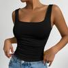 Women Sleeveless Tank Top Square Neck Casual Slim Fit Stretchy Ribbed Knit Summer Basic Layering Camisole Shirt
