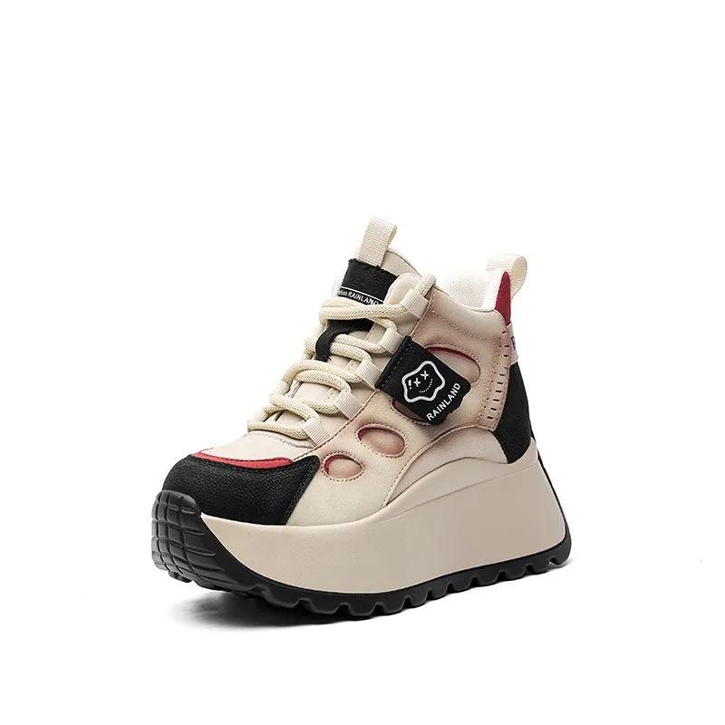 Dámské boty Plus sametové boty, Dámské vysoké ležérní sportovní boty, Zimní univerzální boty na silné podrážce, Bavlněné boty odolné proti chladu