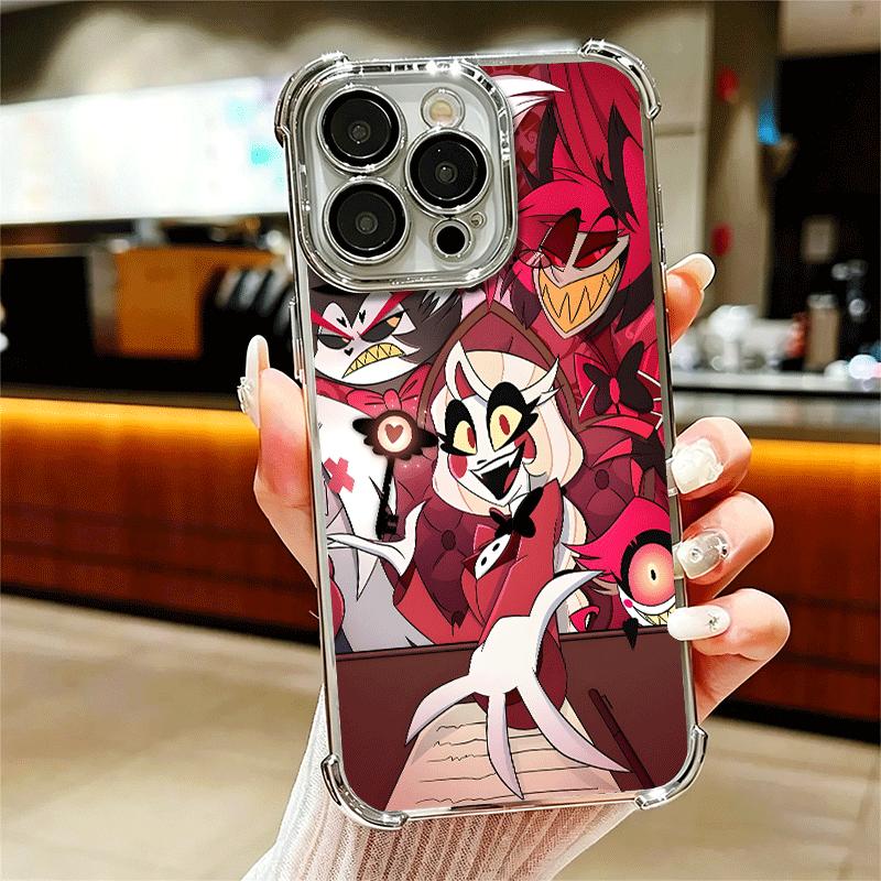 Hazbin Hotel Anime Plating Phone Case For Iphone 16 17 Pro Max Air 16E 14 15 Plus 12 13 Mini Anti-Fall Airabag Cover