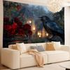 Theme of Crow and Rose Digital printing polyester wall hanging tapestry decorative Living room bedrooms Office background gift