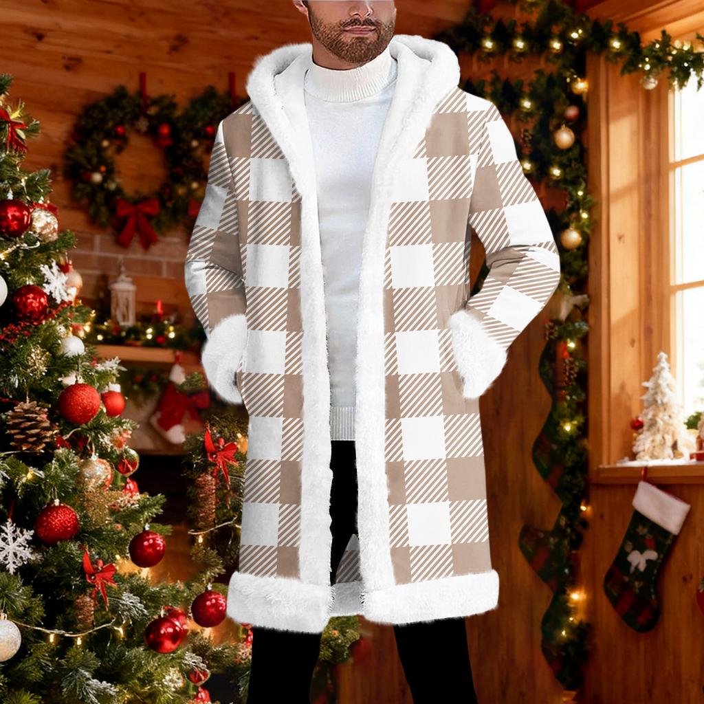 Pánský kardigan s kapucí, dlouhý, hřejivý kabát