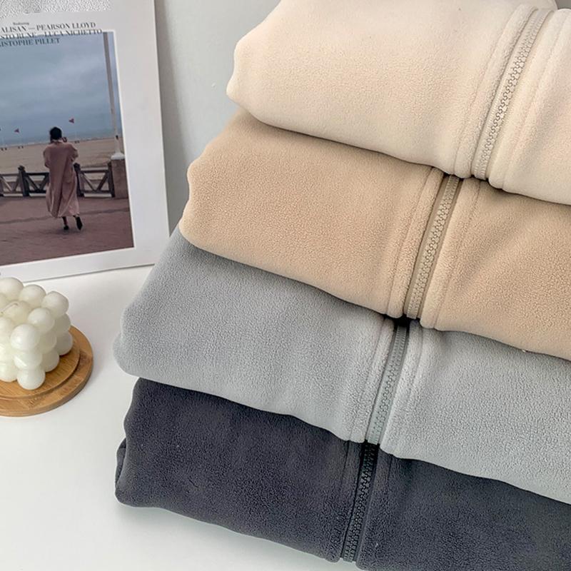 Herbst und Winter Verdickte Samt Thermojacke Damen Reißverschluss Strickjacke Polar Fleece Stehkragenschutz Koreanische Version Lässiges Oberteil