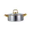 304 Edelstahl Doppelgriff Gehämmert Trennwand Hot Pot für Induktions- & Gasherde.
