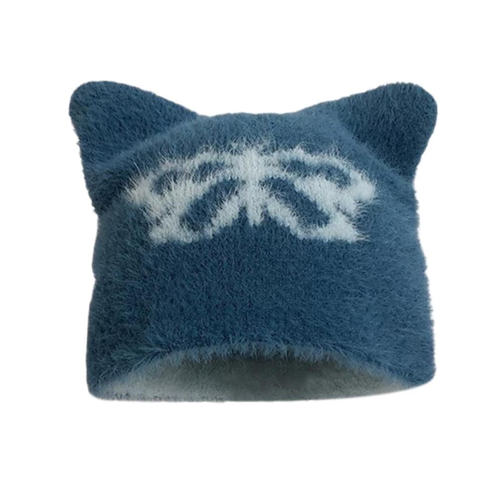 

Ветрозащитная Теплозащитная Вязаная Шапка Бини Утолщенная Зимняя Осенняя Шапка Пуловер Мужская Женская Butterfly Dark Blue