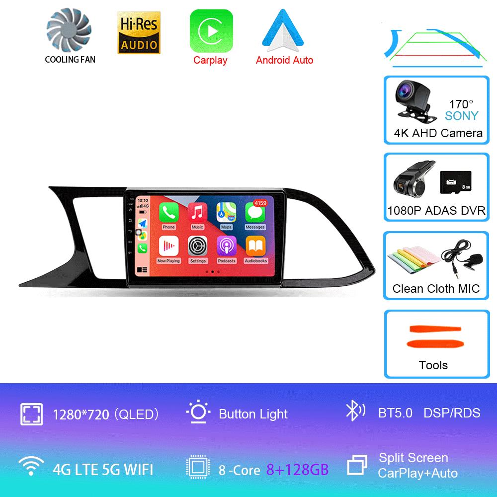 Radio Auto Android 14 Carplay Pentru Seat Leon 3 2012 2013 2014 2015 - 2020 Navigație GPS Player Multimedia stereo wifi+4G Auto BT