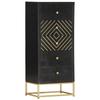 Drawer Chest Black & Gold 45 x 30 x 105 cm Solid Mango Wood