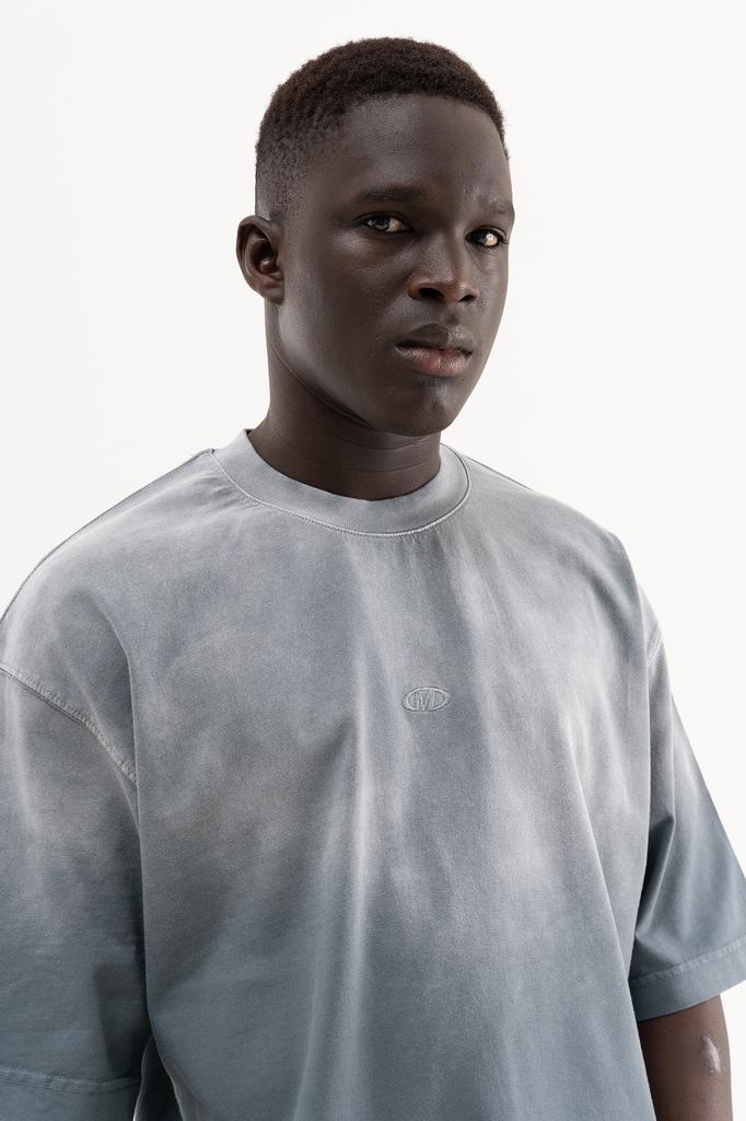 Machinist Men's Oversized T-shirt with a Gradient and Distressed Effect – Light Grey S