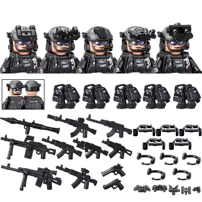 America Army Combat Uniform Special Forces Figures Building Blocks City US Special Air Service Soldier Military Weapons Toys