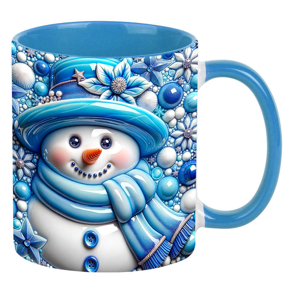 3D New Christmas Christmas Ceramic Coffee Mark Cup Colored Tea Cup Snowman