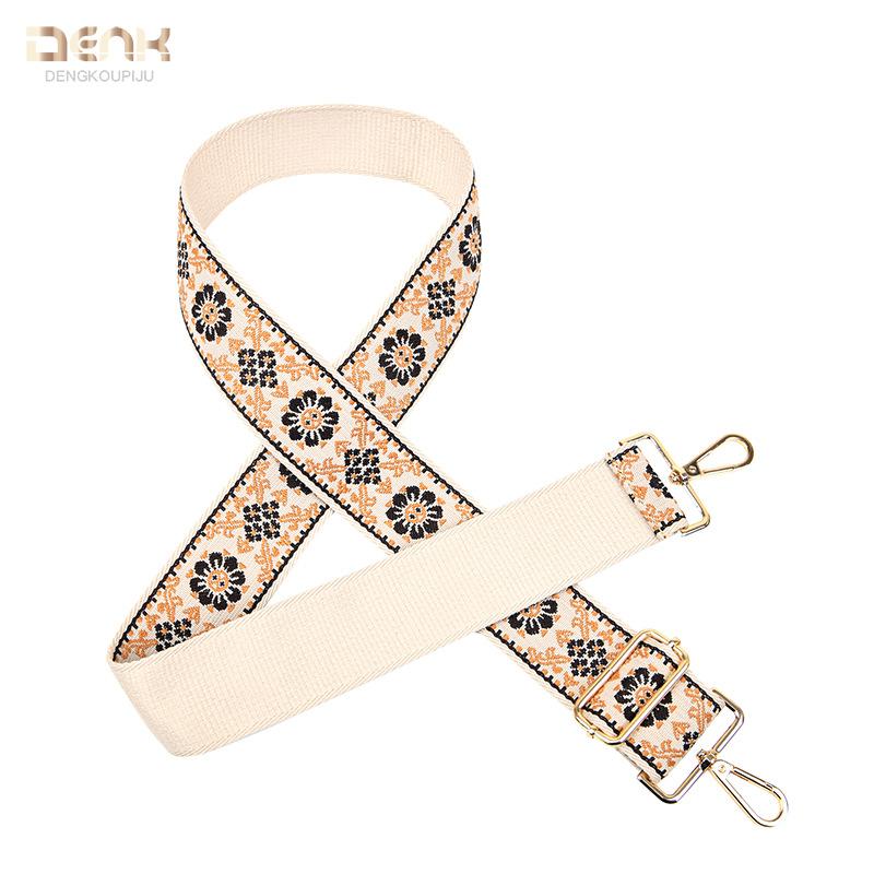 5CM rhombus webbing crossbody strap leopard print ethnic style adjustable single shoulder strap long strap