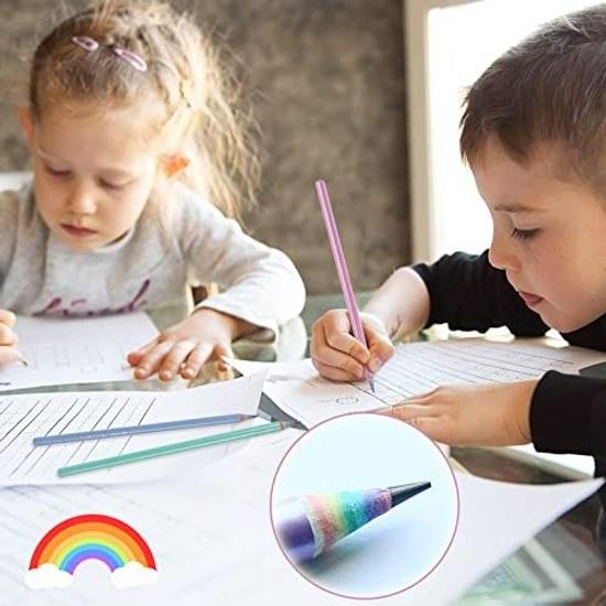 BAMBOLA Rainbow Pencil 2B Shavings Writing 12 Pieces Cute Girls Colored Stylish Elementary School Entrance Celebration Birthday Present