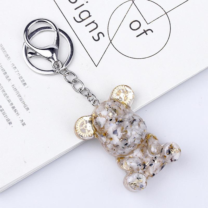 Crystal Resin Bear Keychain - Creative Hugging Bear Design for Car Keys