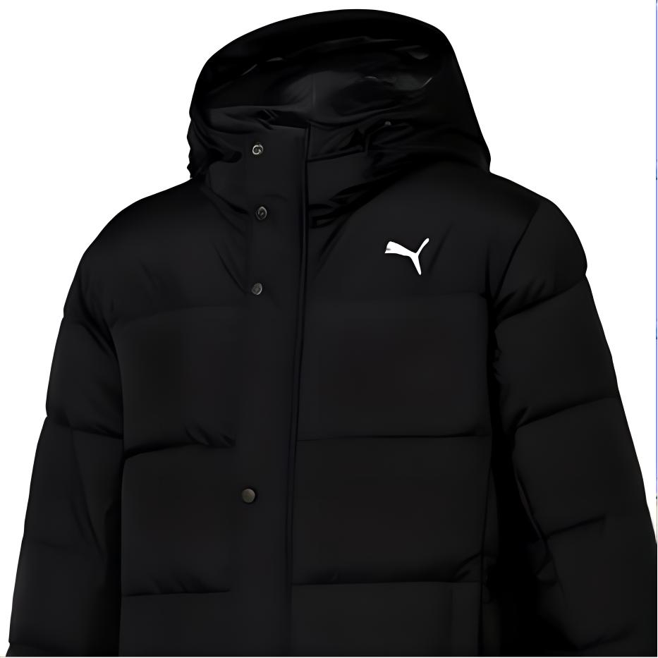Puma Logo Print Solid Color Hooded Down Jacket Men Outerwear Black 932708-01