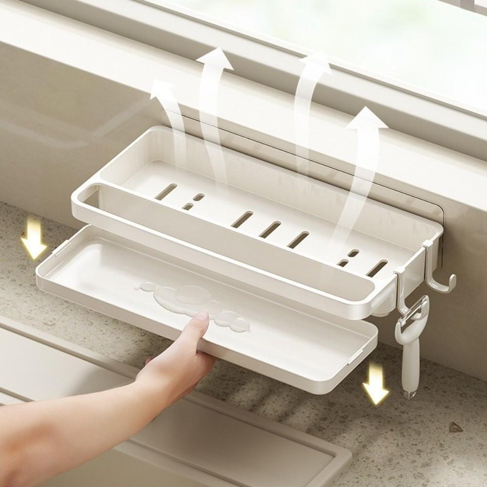 Space Saving Faucet Storage Kitchen Organizer Rack Dishcloth Holder Sponge Storage Self-Draining Shelf Drain Rack Soap