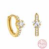 S925 Sterling Silver Inlaid Zircon Star Earrings Light Luxury Fashionable Electroplated K Gold Wedding Party Earrings