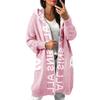 Cappotto Invernale da Donna Maglione Lungo con Cappuccio Autunno Spesso Caldo Lavorato a Maglia Lunghezza Media Ampio Chiusura con Zip Tasche Fantasia Lettere