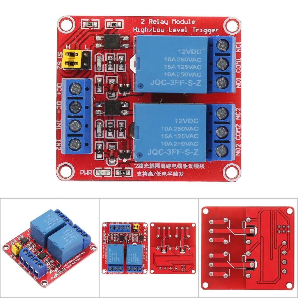 2-Kanal-Relaismodul mit Optokoppler-Isolation Hoch- und Niedrigpegel-Triggermodul(12V)